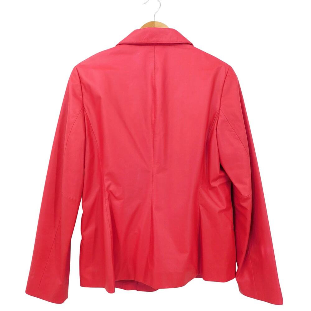Vintage Nine West Women's Red 100% Leather Button Blazer Jacket Size 8 Retro 90s - Picture 2 of 7
